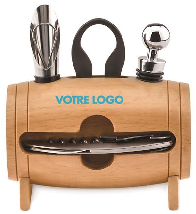 4 accessoires à vin en tonneau